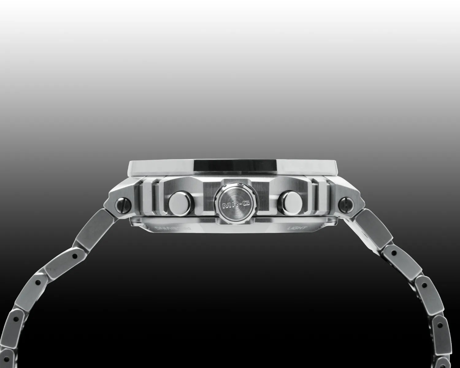 a g shock titanium casioak watch seen from the side