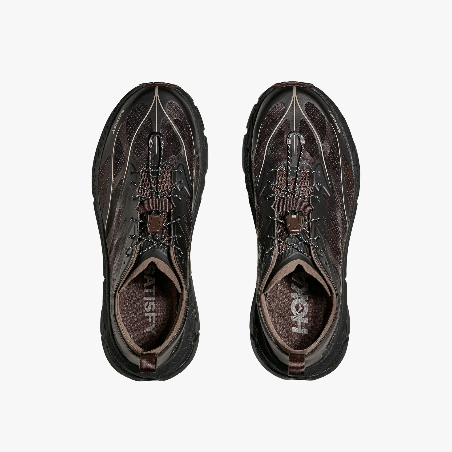 dark brown hoka shoe