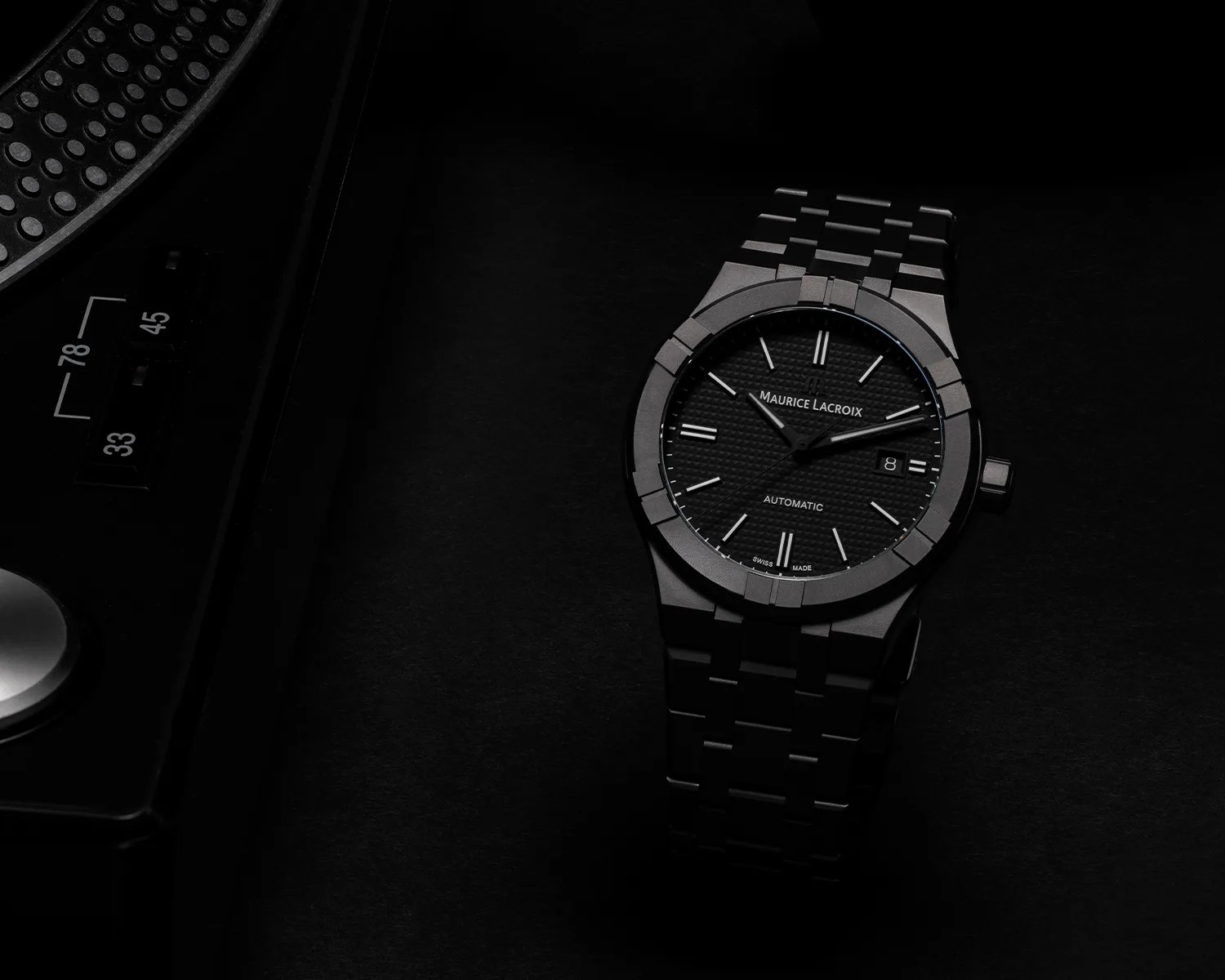 a black ceramic maurice lacroix watch