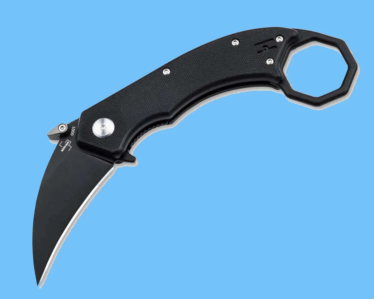 Böker Hel Karambit on blue background