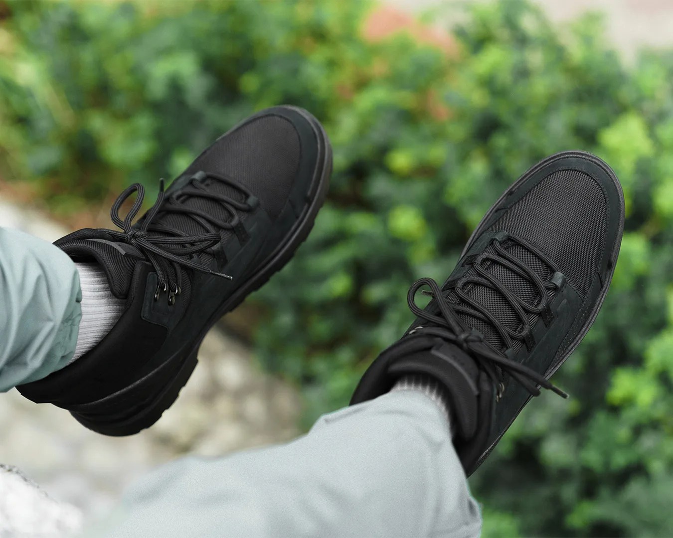 person wearing Kizik Boulder Hiking Boots