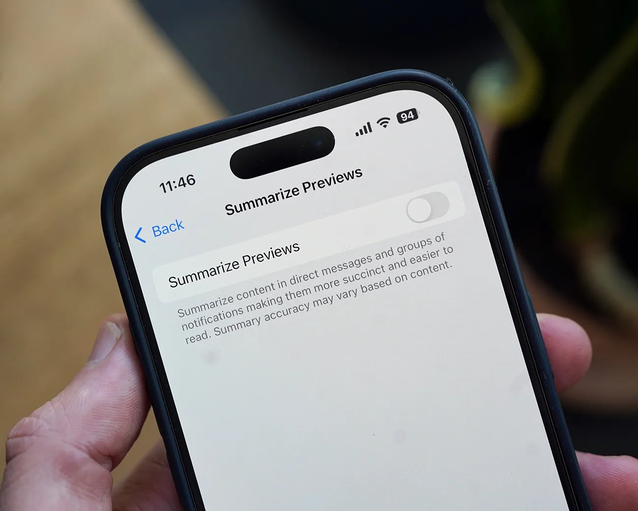 iPhone notification summaries feature disable