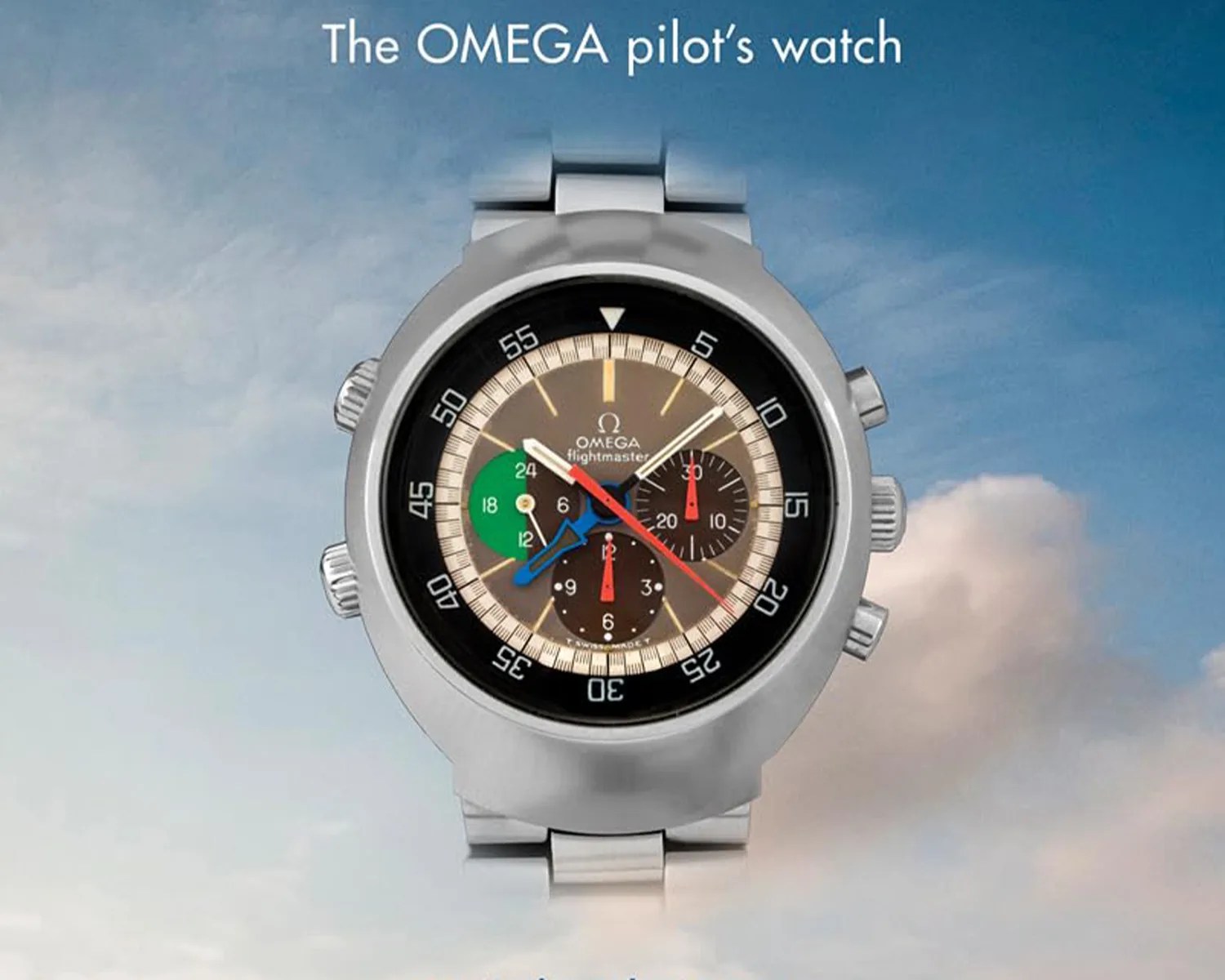 a book cover showing an omega flightmaster watch