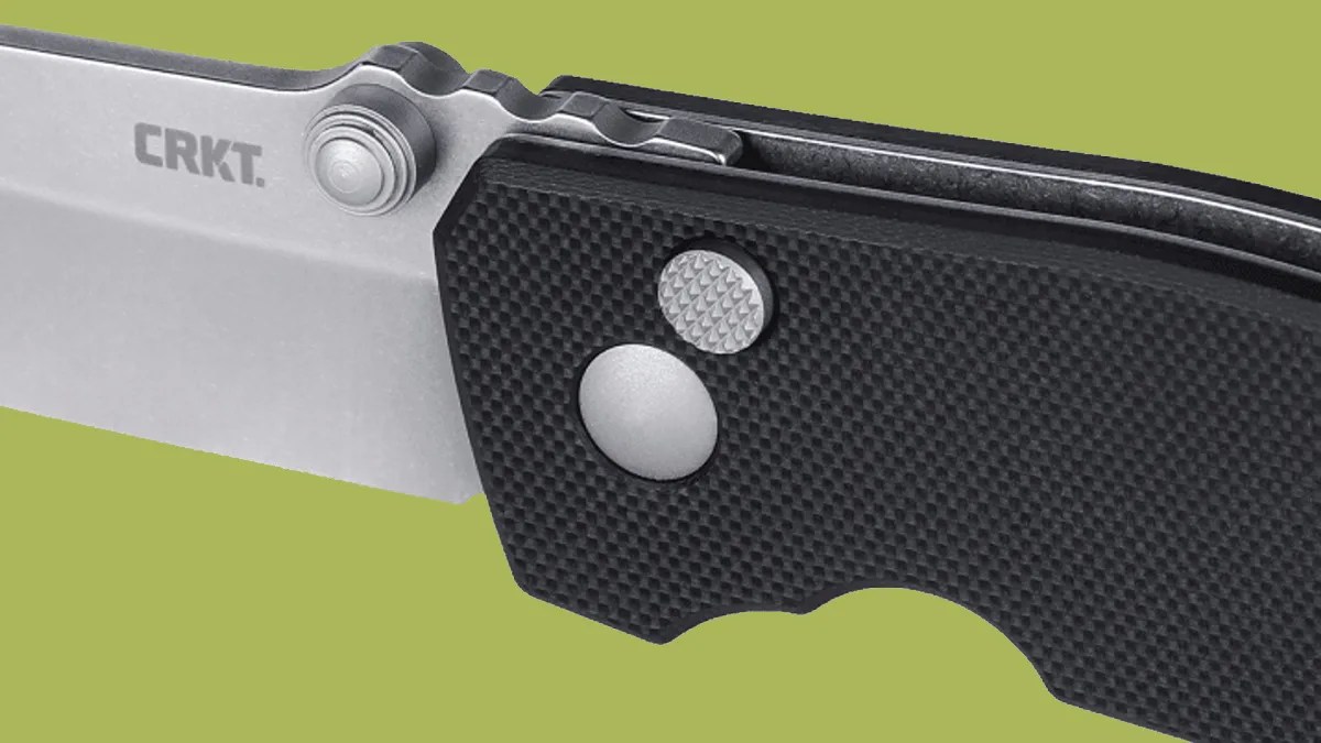 CRKT Squid Button Lock knife pivot close-up