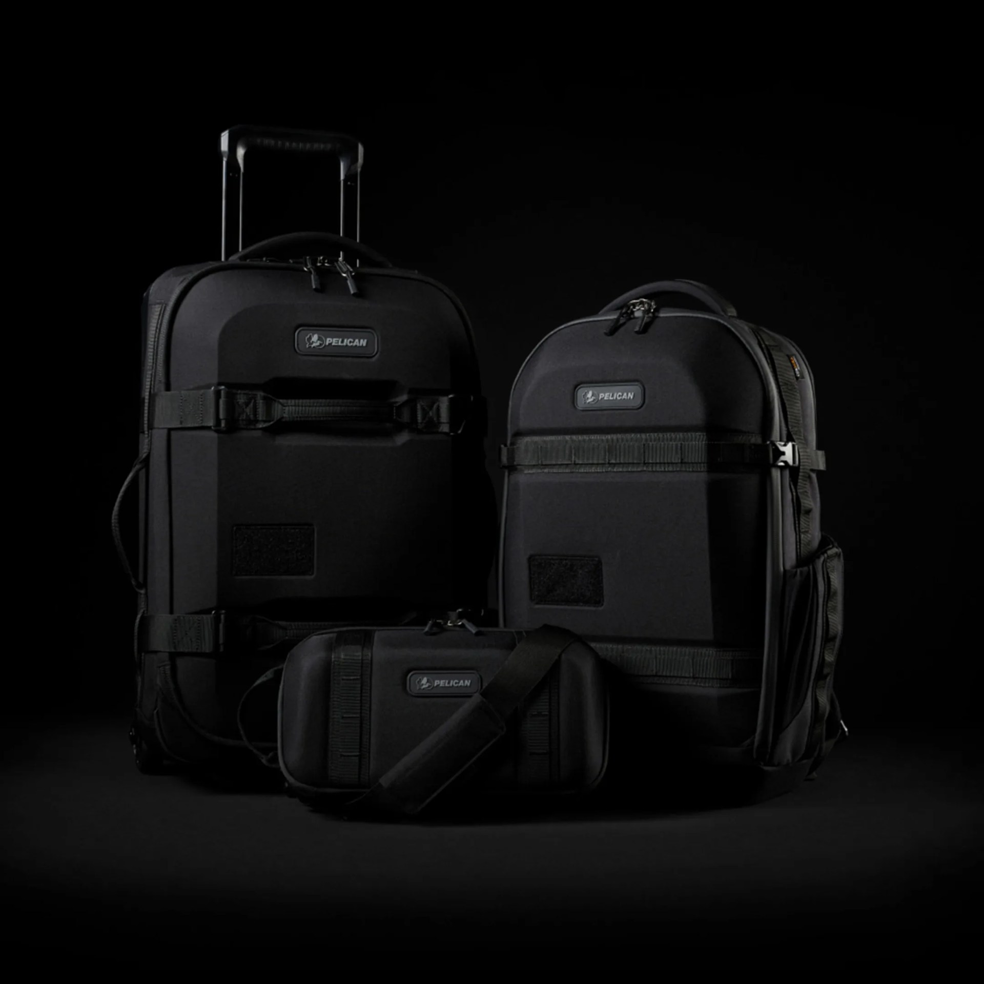 Pelican TRVL Collection Aegis bags on black background
