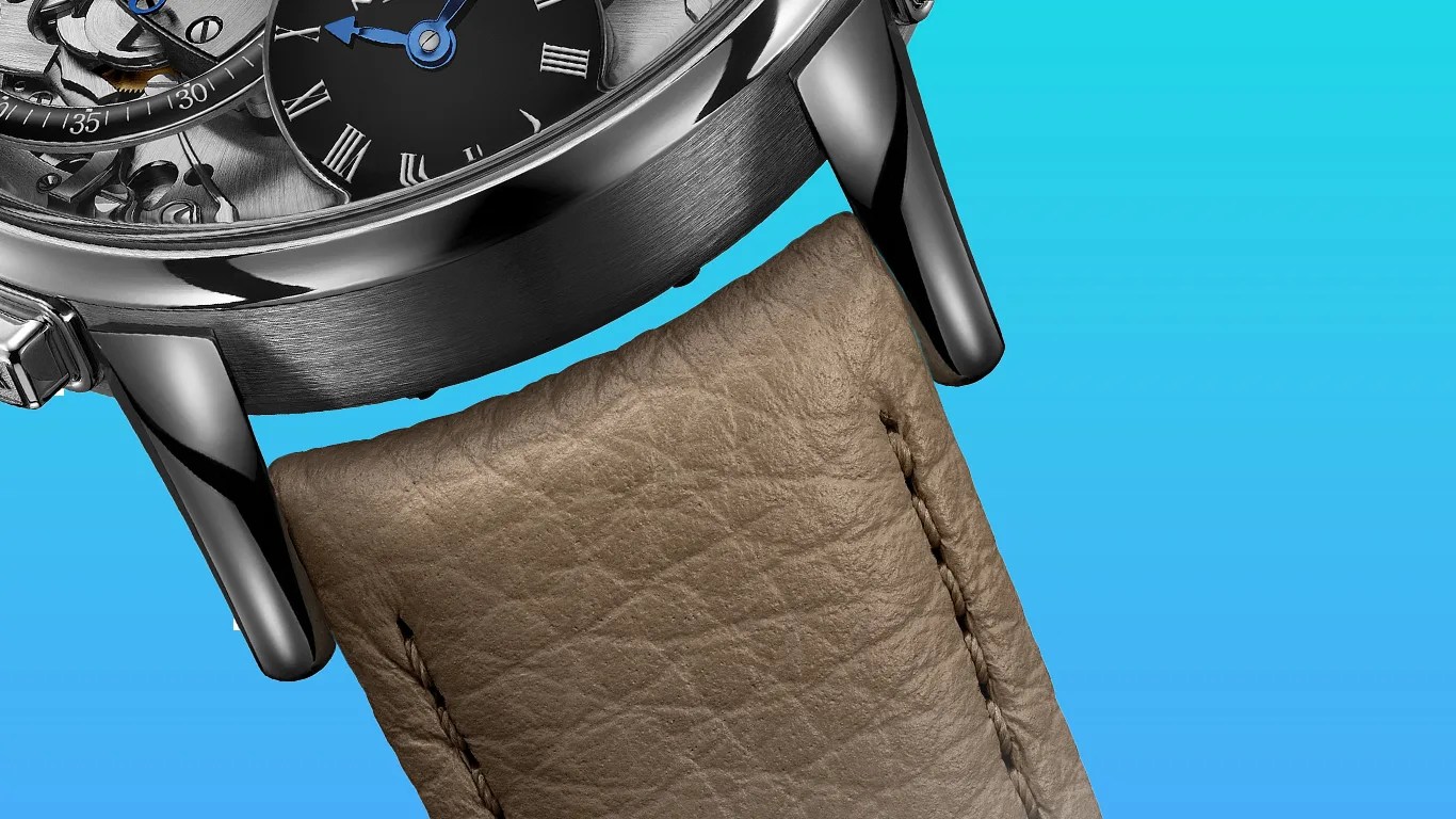a closeup of an mb and f watch