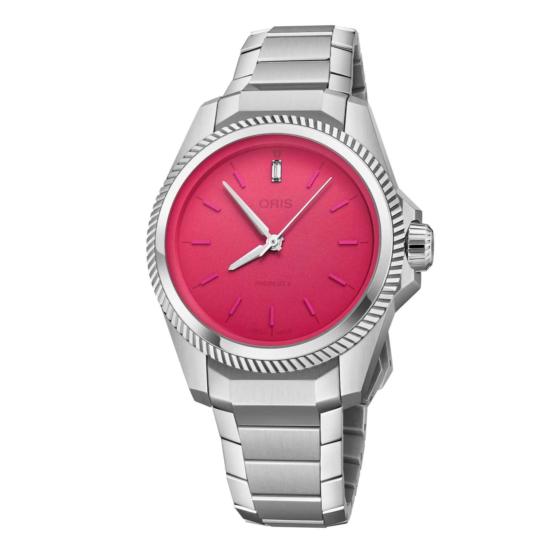 a pink oris watch