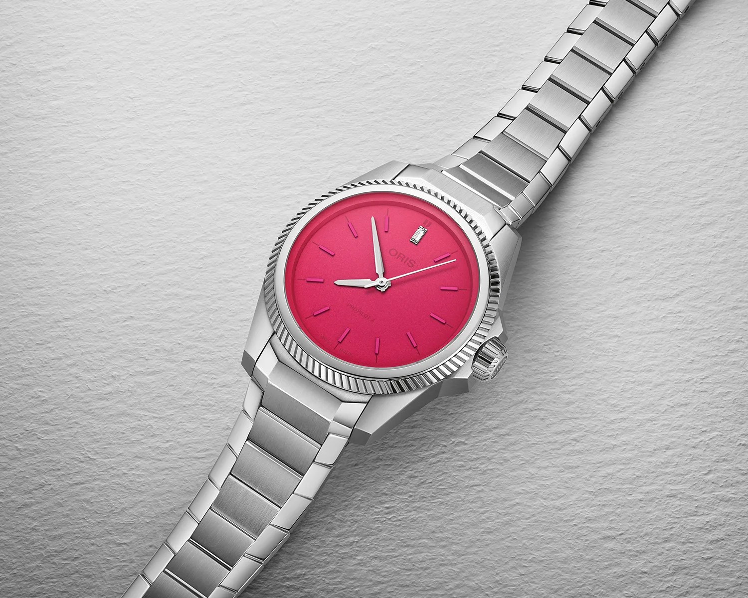 a pink oris watch