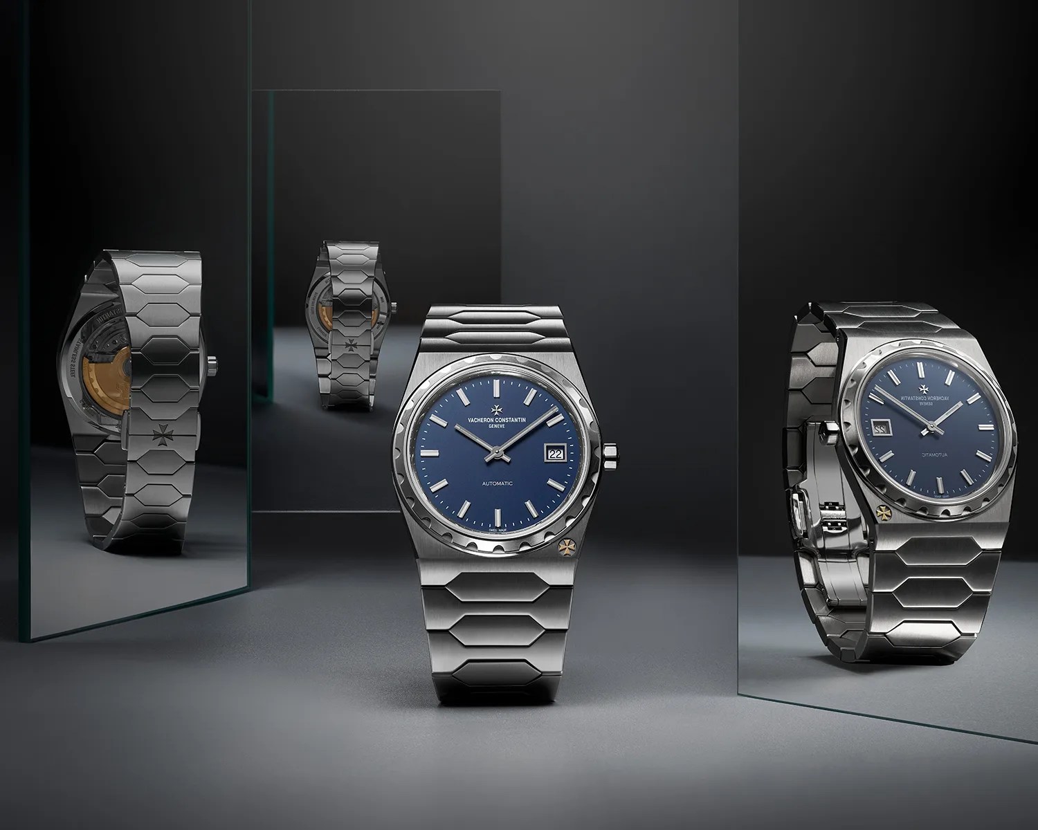 a vacheron constantin watch surrounded by mirrors reflecting it