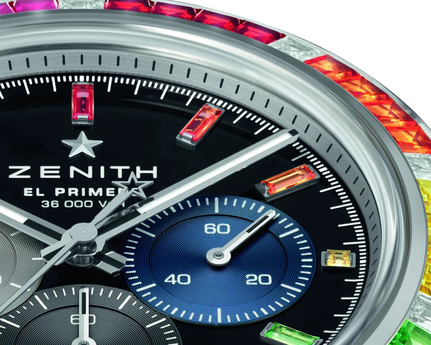 a closeup of a zenith chronograph watch