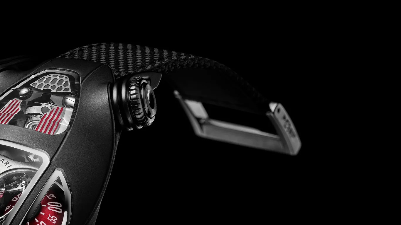 a closeup of a bulgari x mb and f watch