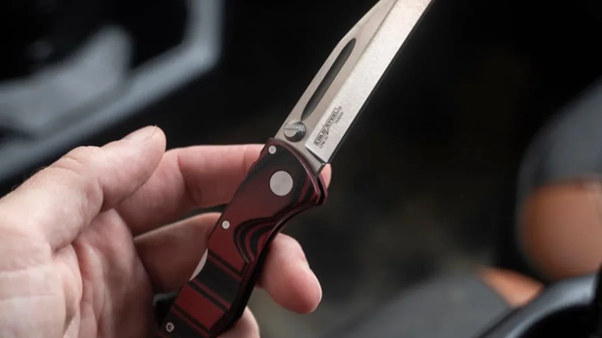 Cold Steel Frenzy II knife in hand closeup