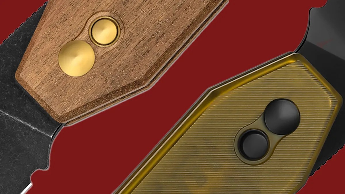 Closeup of Kizer Tomb Knife handle pivots