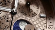 close view of a Audemars Piguet rose gold perpetual calendar watch dial