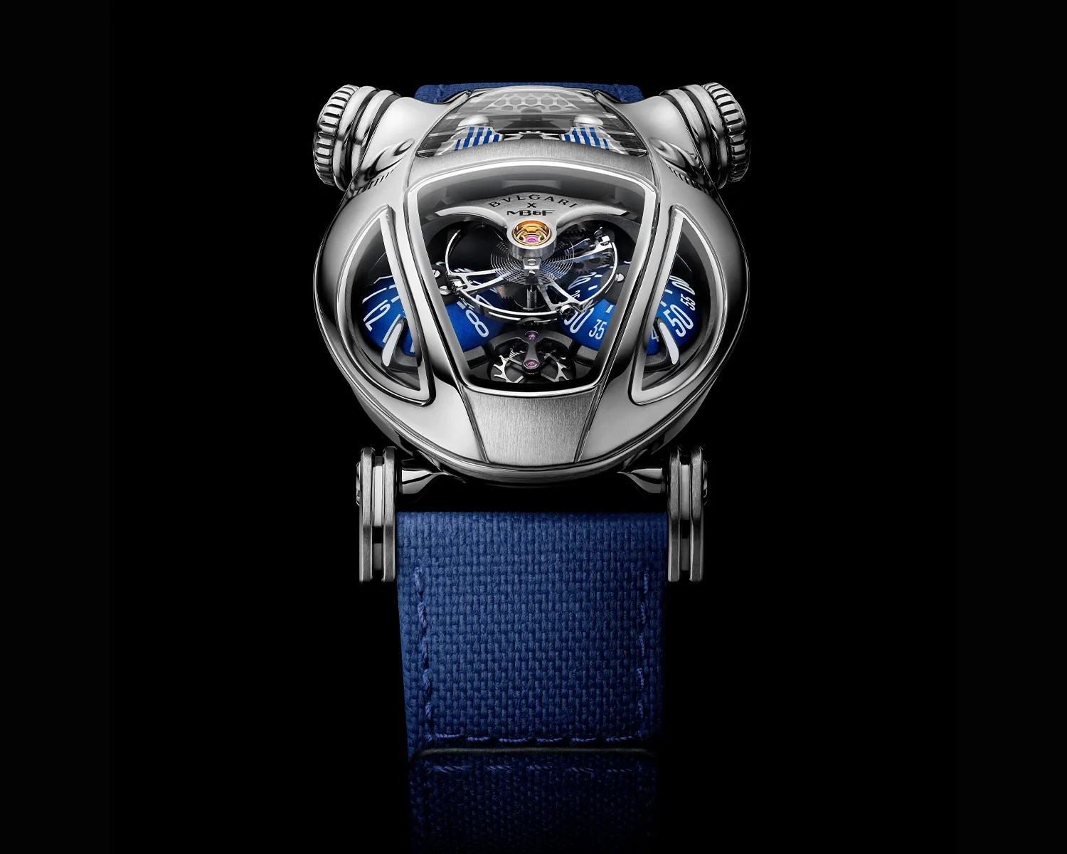 a bulgari x mb and f watch