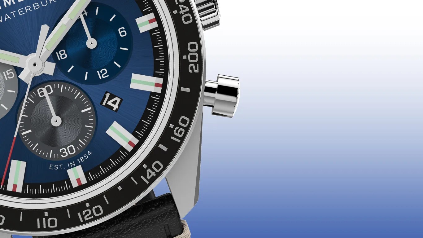 a closeup of a timex chronograph watch