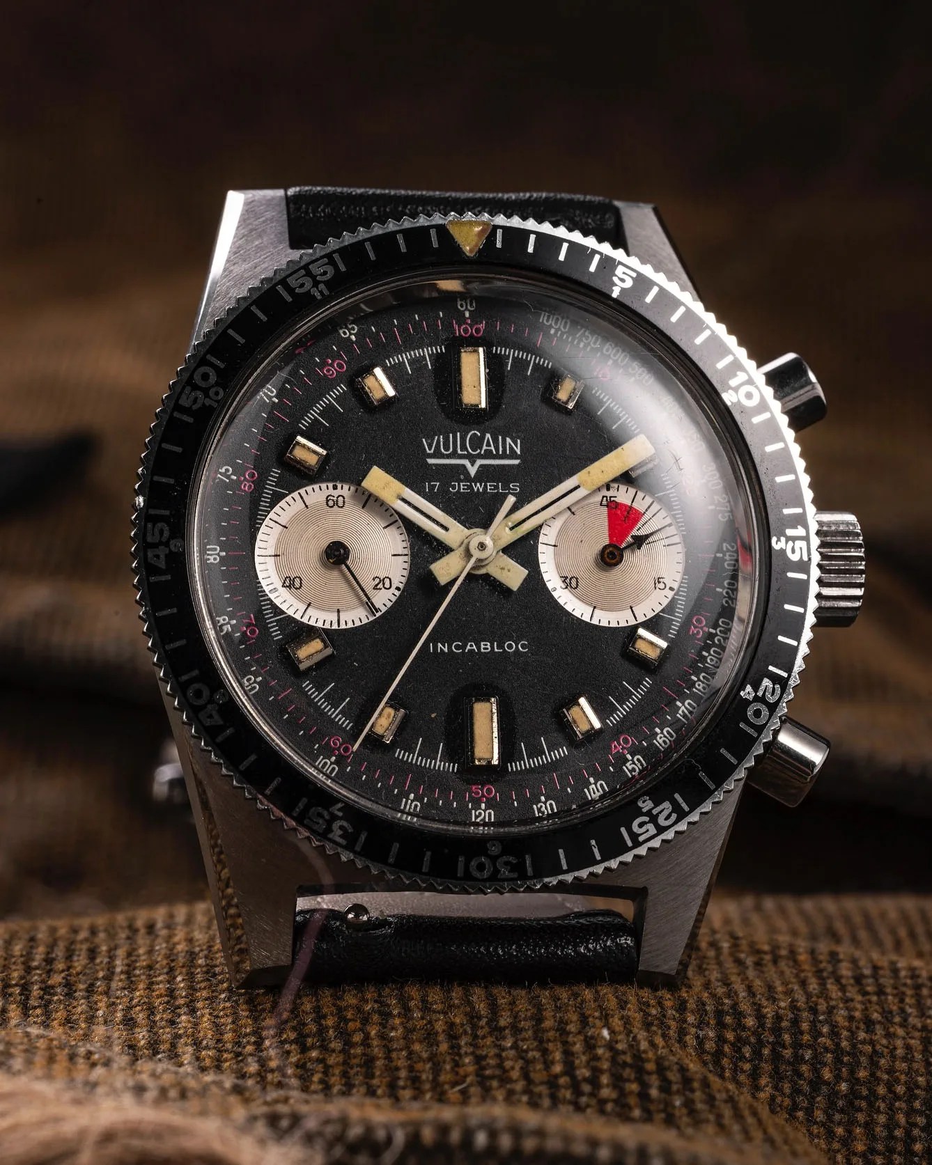 Cadran Montre CRC 860 Vintage Orange – Skin Diver 28 Mm, Fond Noir, Index Orange (NOS)
