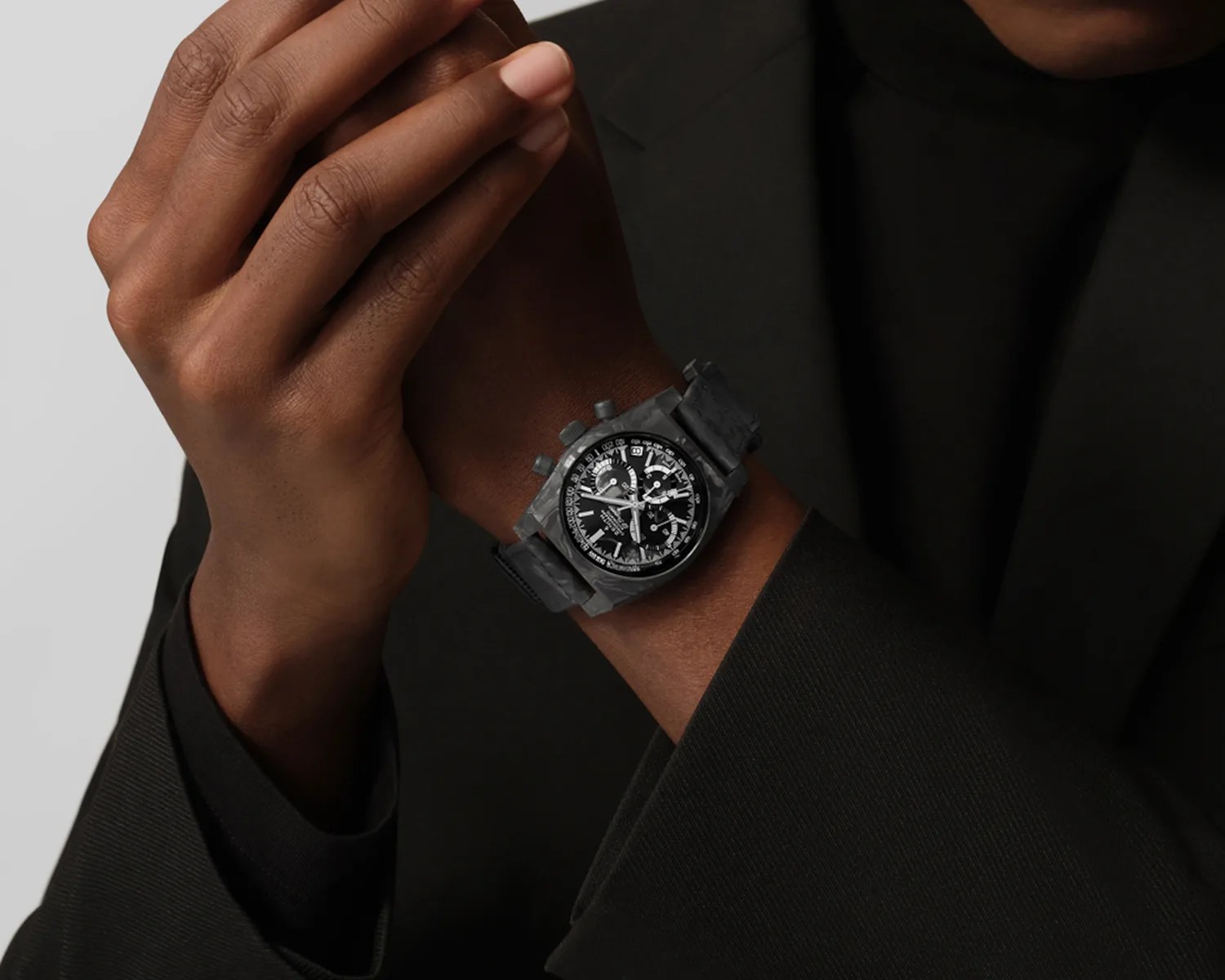 a zenith chronograph watch on a mans wrist