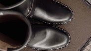 Closeup of toe of Nicks x Parkhurst Brakeman engineer boots