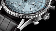 the lug, crown, and dial of a Breitling perpetual calendar watch