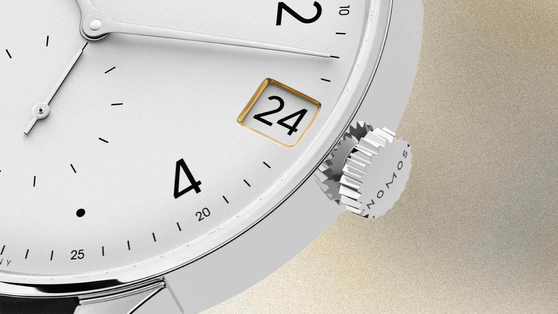Nomos dress watch with white dial