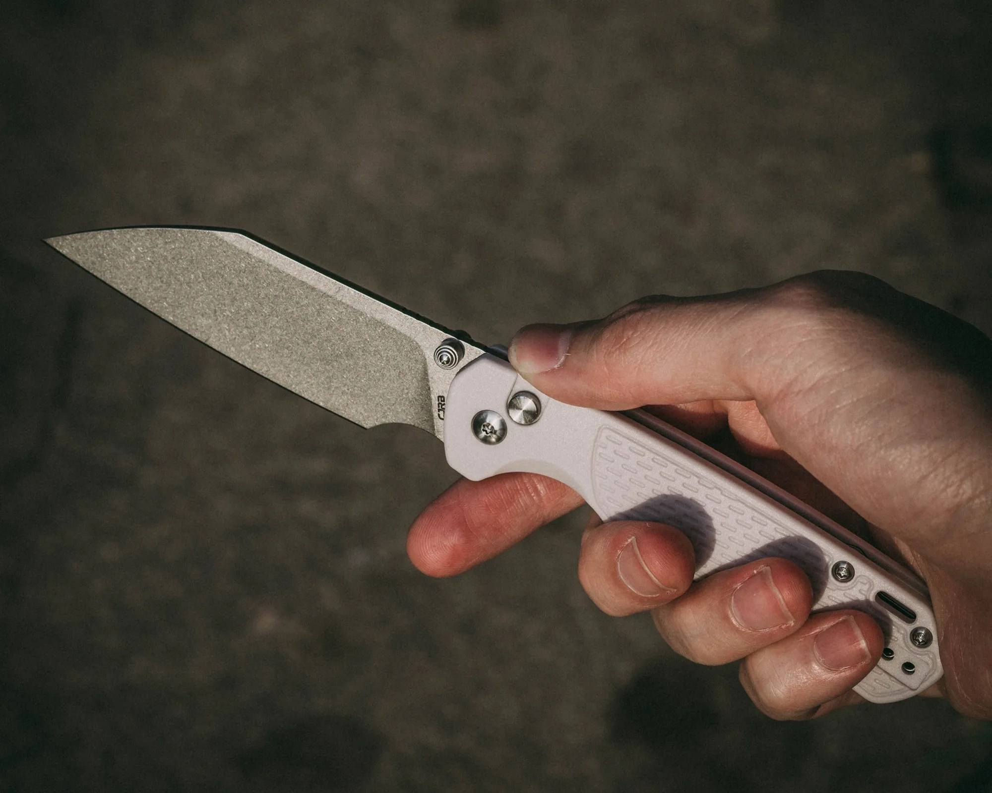 CJRB Pyrite Light S90V knife in hand