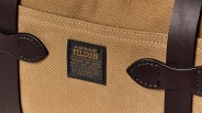 Filson Rugged Twill XS Compact Duffle Bag closeup of label