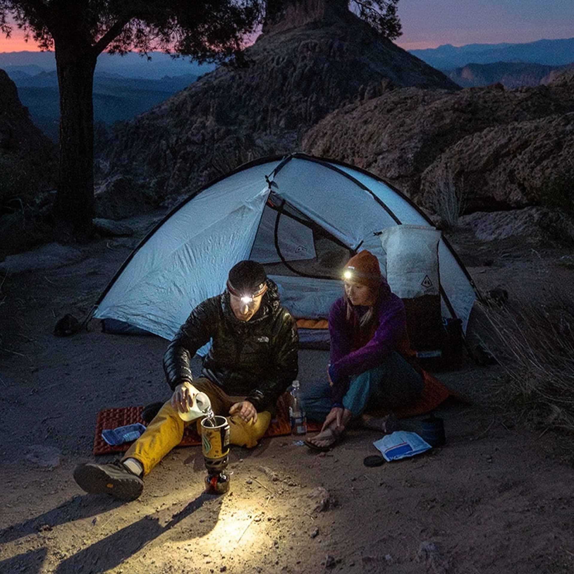 Hyperlite Mountain Gear Crosspeak 2 Camping Tent outdoors with campers cooking