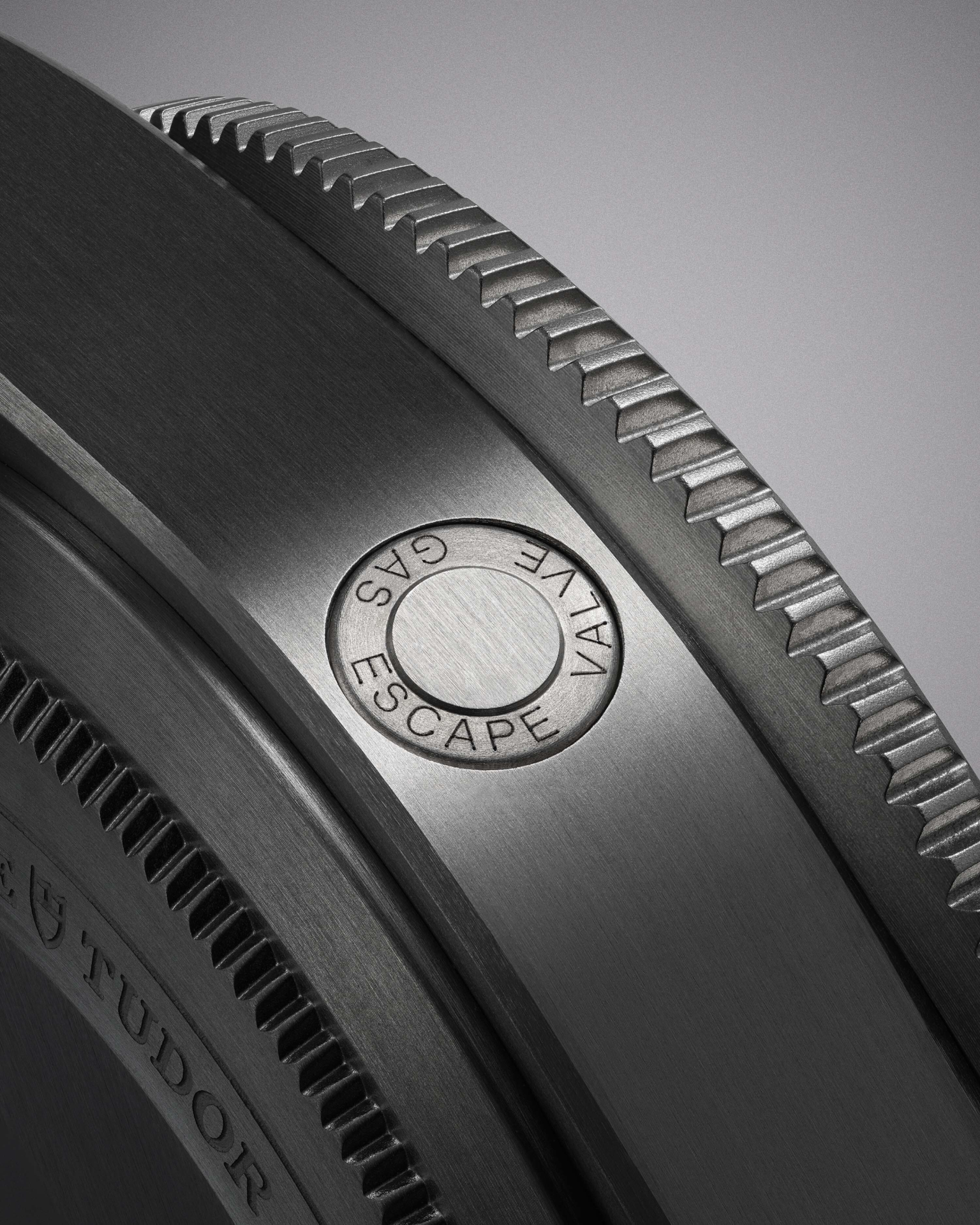 A close up of the helium escape valve on the Tudor Pelagos Ultra