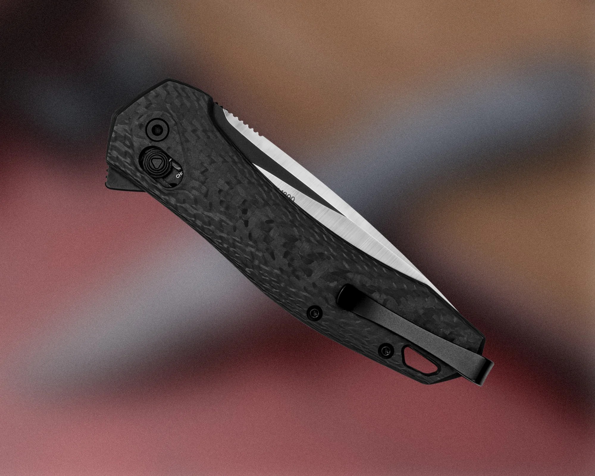 Kershaw Covalent carbon fiber EDC Knife on blurry background