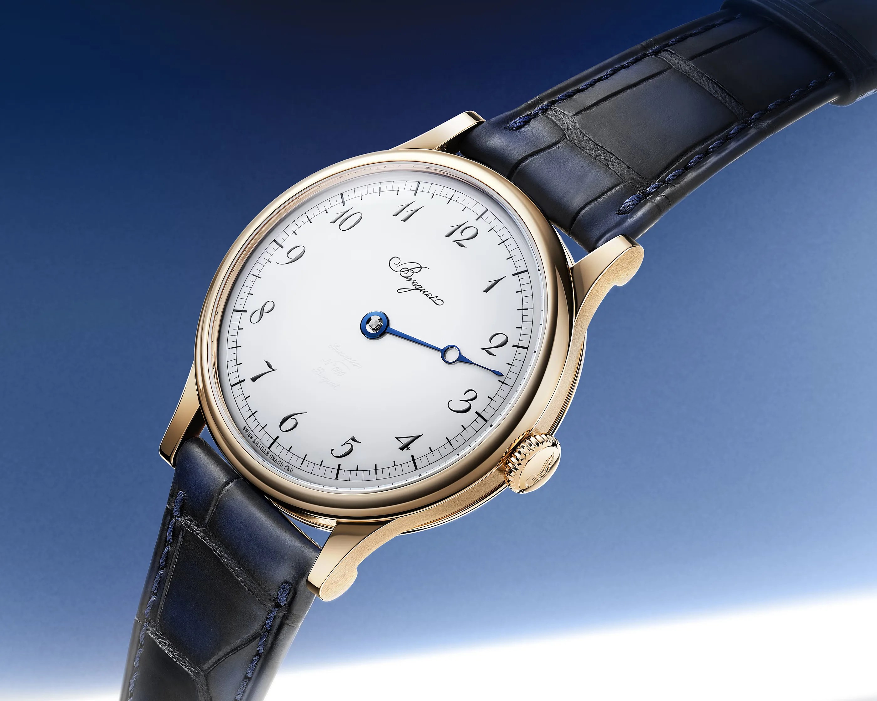 a white dial watch with one hand