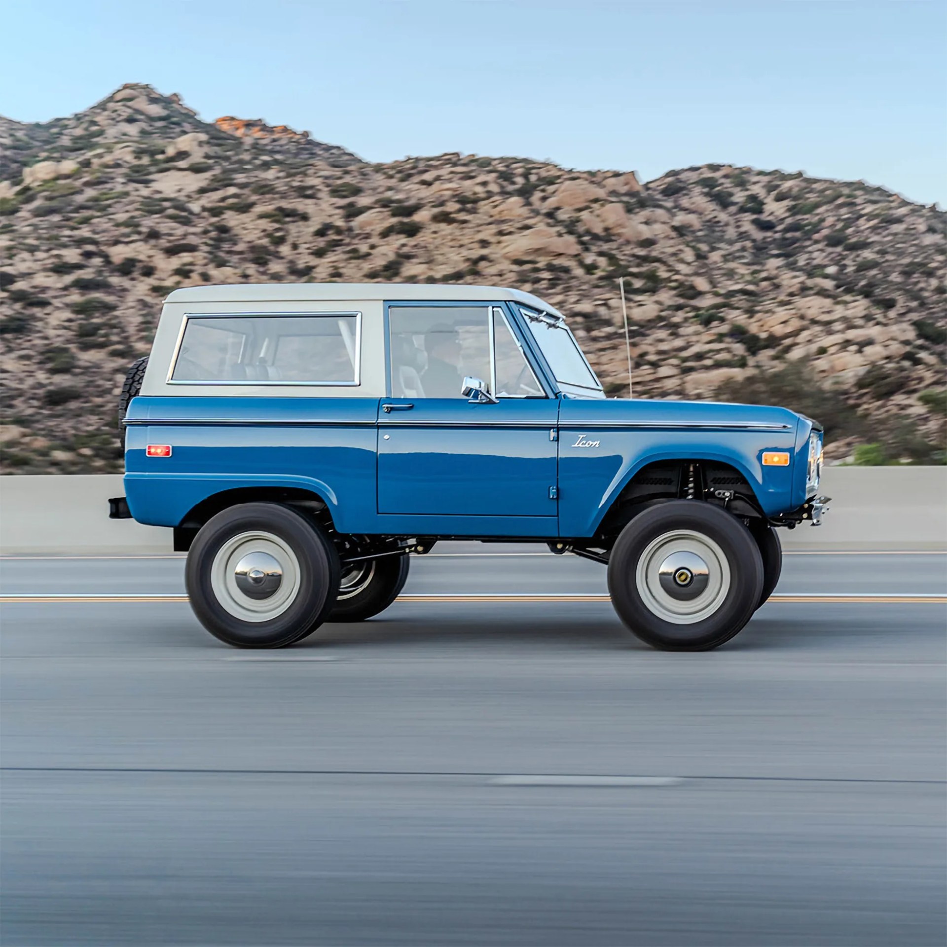 blue electric ford bronco