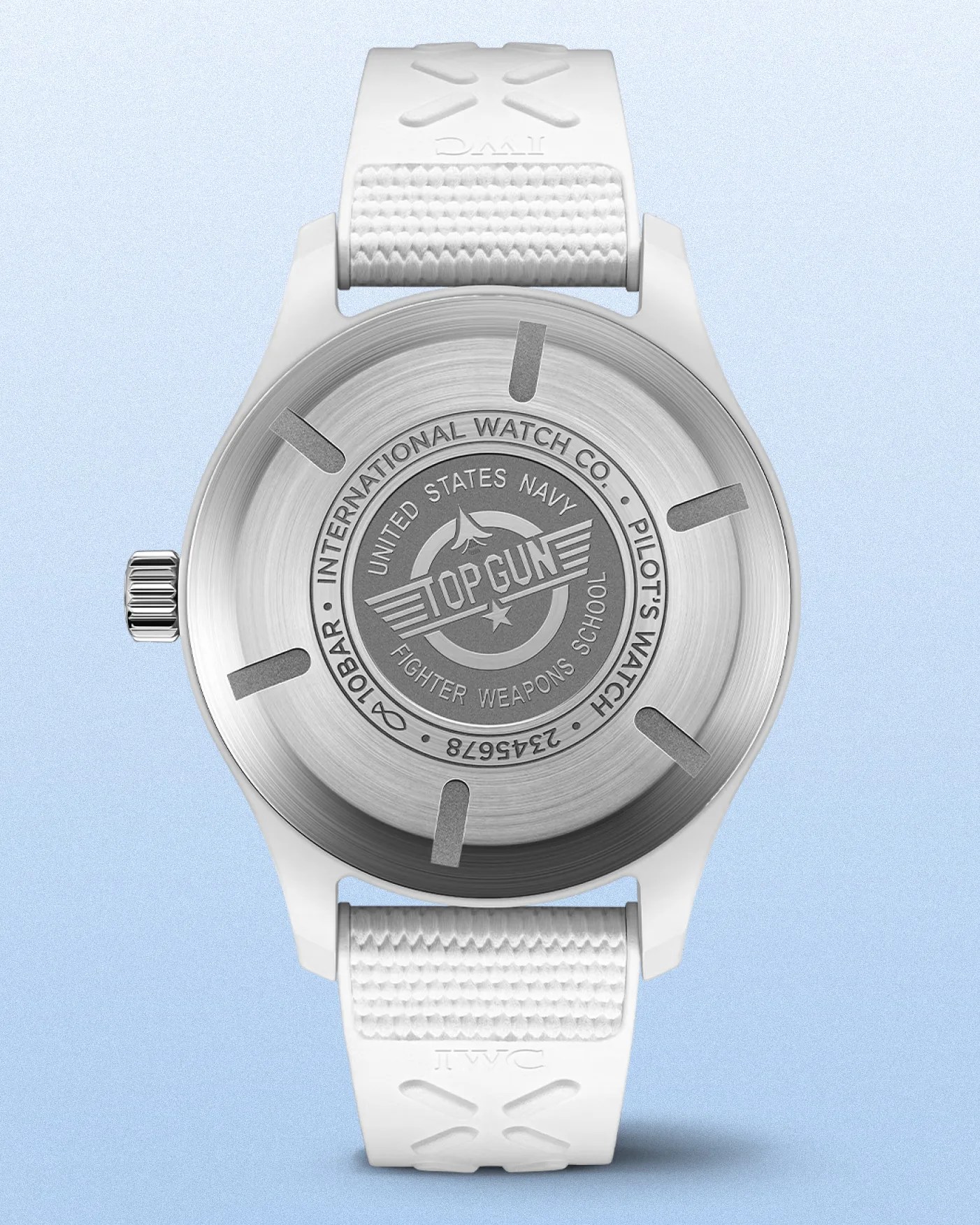 the case back of an IWC Top Gun pilot's watch