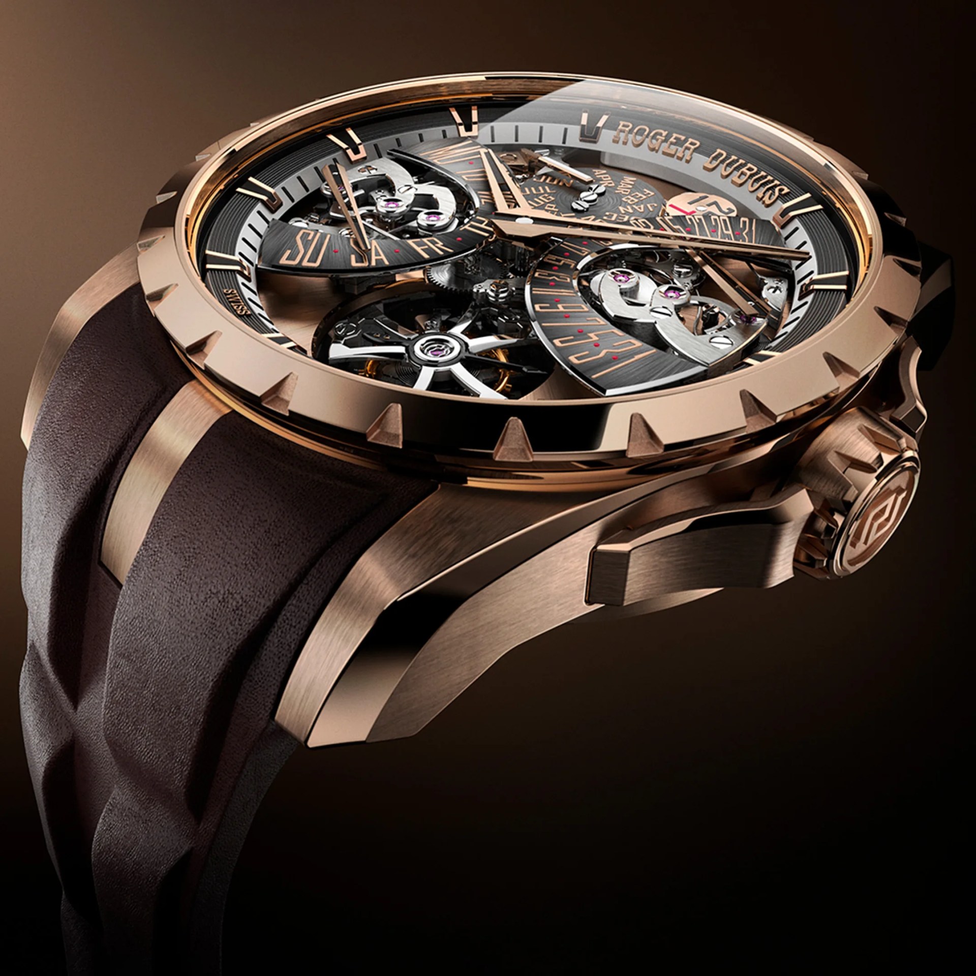 a closeup of a roger dubuis watch