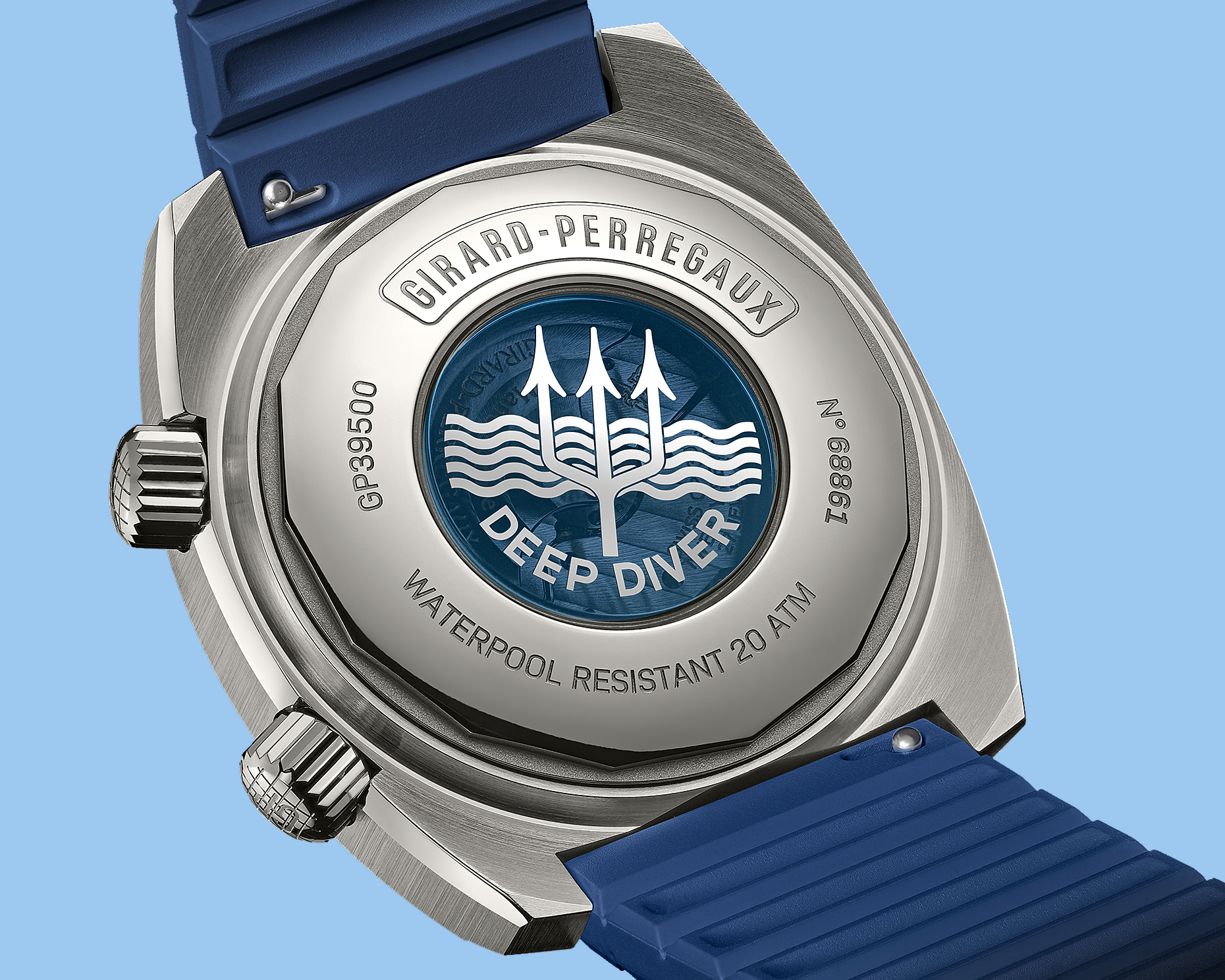 the case back of a Girard Perregaux dive watch