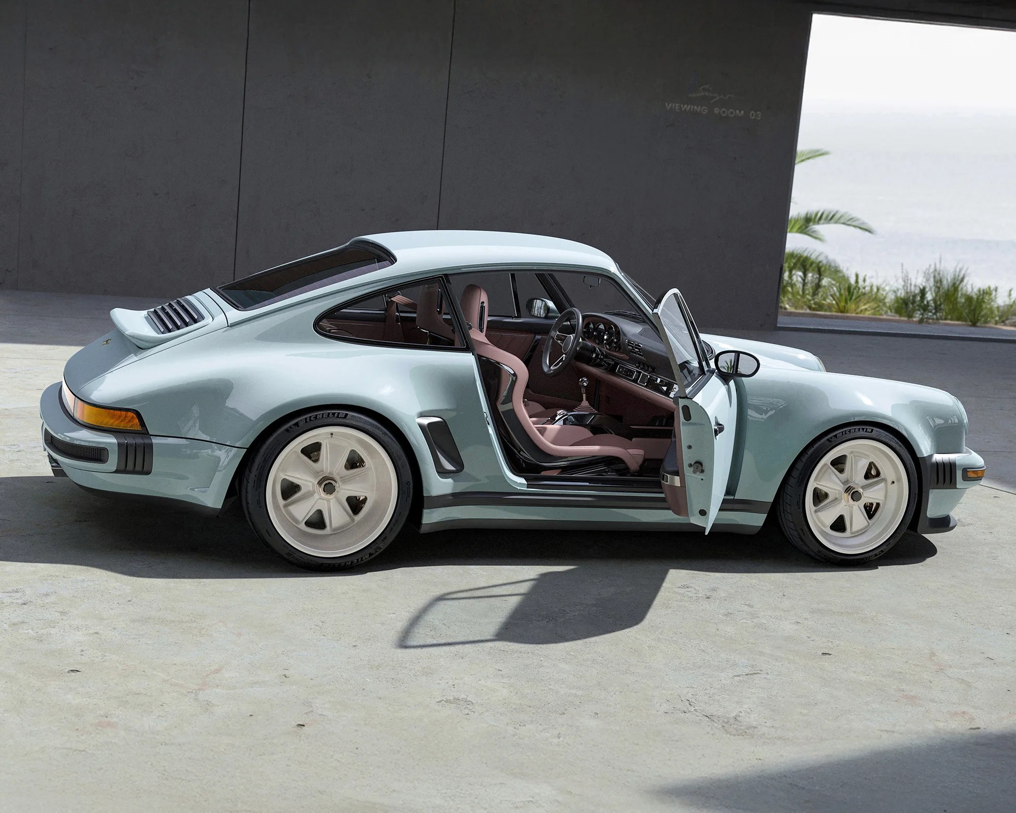 Porsche 911 Carrera Coupe Reimagined by Singer profile with door open