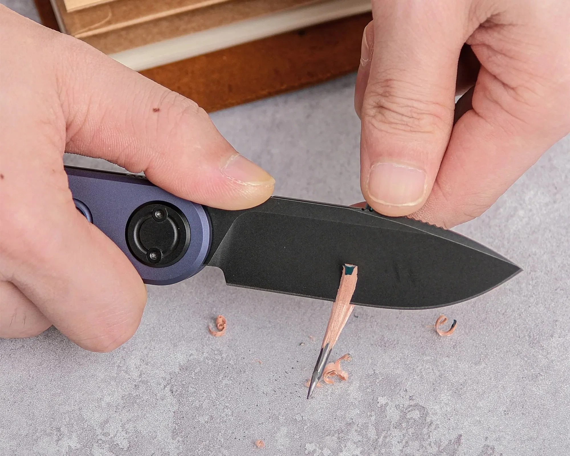 Vosteed Corgi V 295 EDC Knife cutting pencil