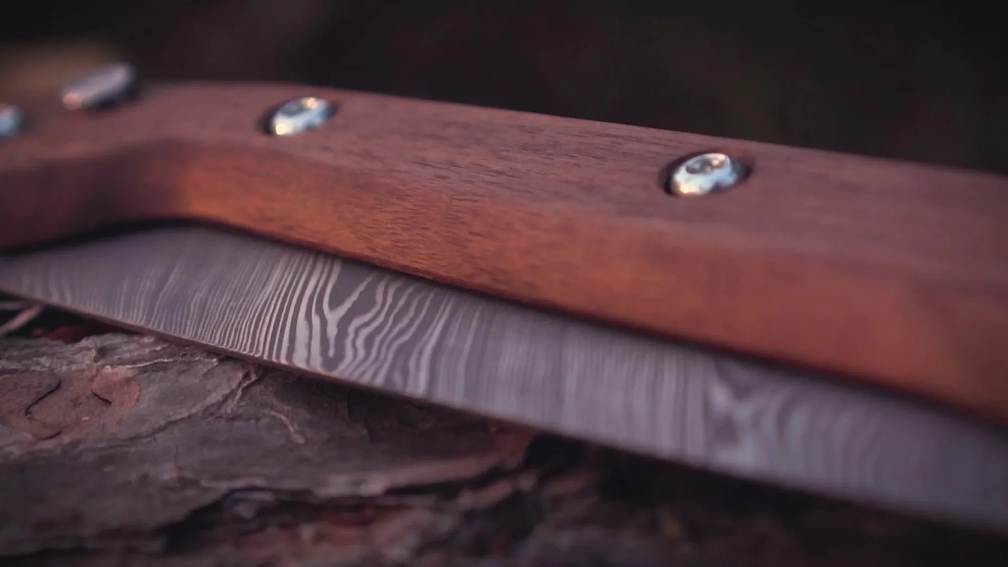 Woxna Damascus Steel Folding Saw blade closeup
