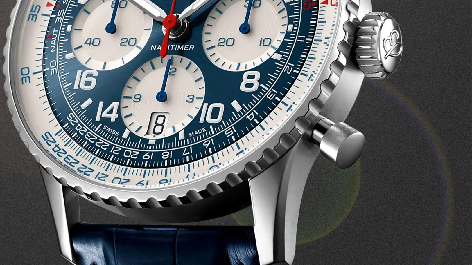 the dial of a Breitling chronograph