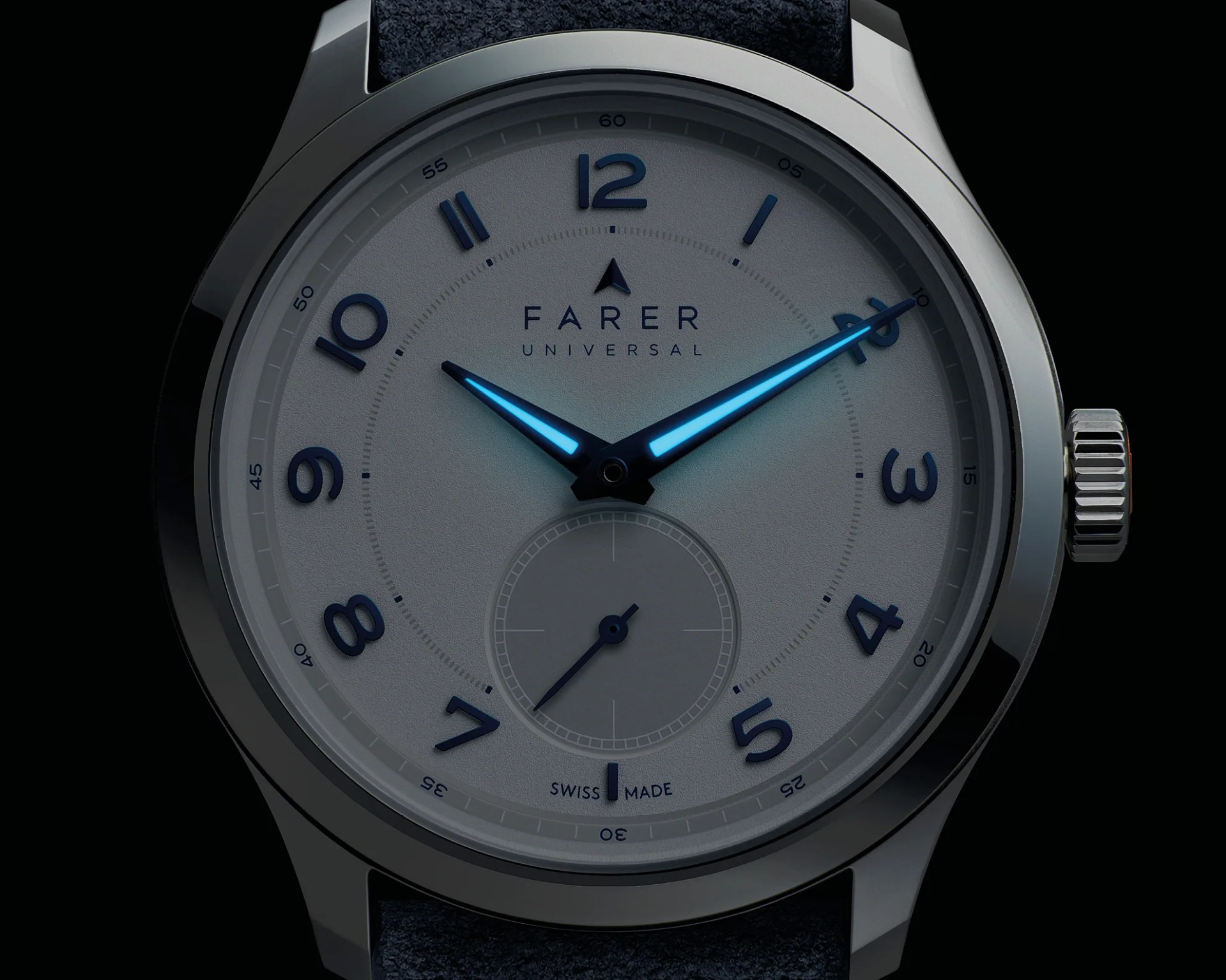 a Farer watch dial in the dark