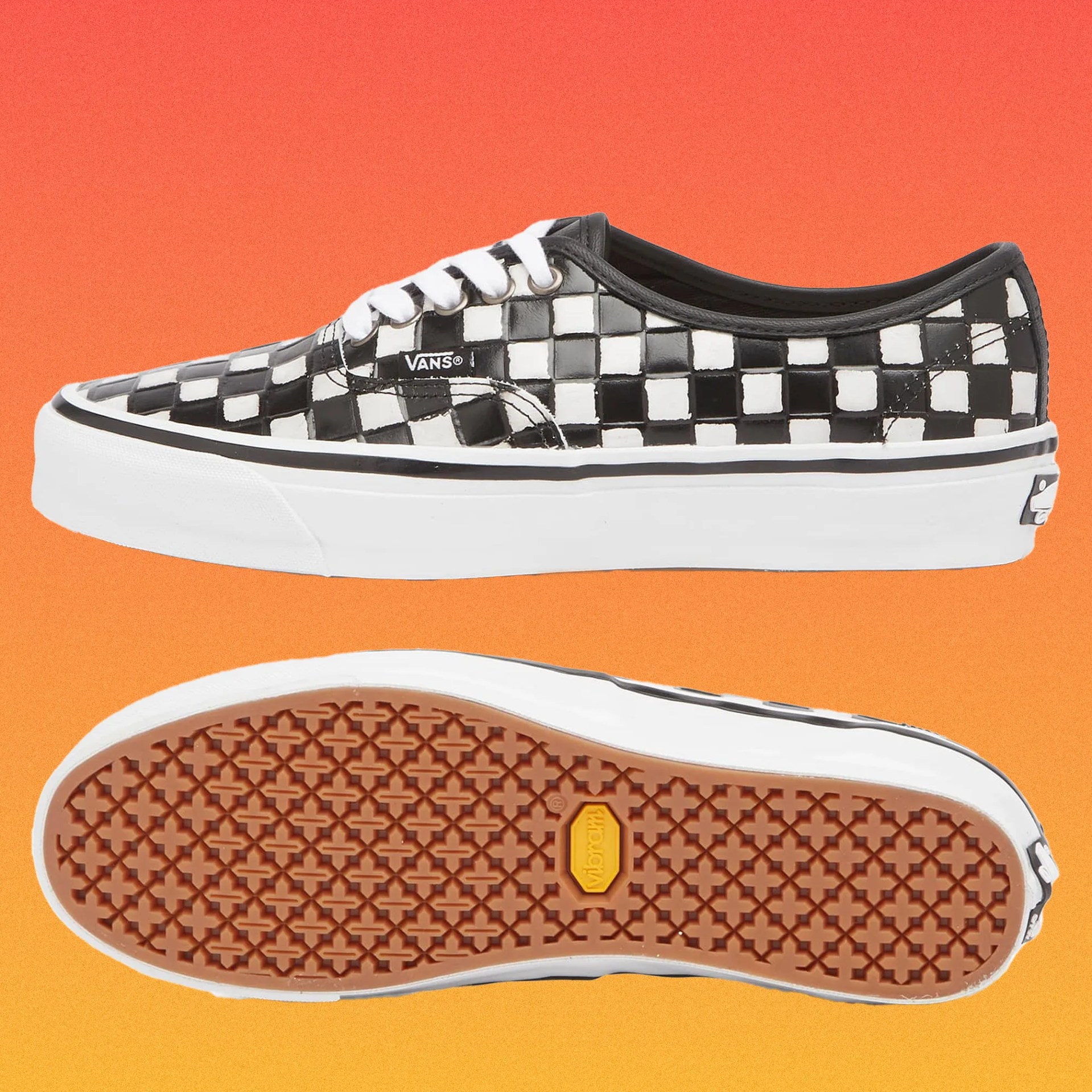 a pair of leather sneakers