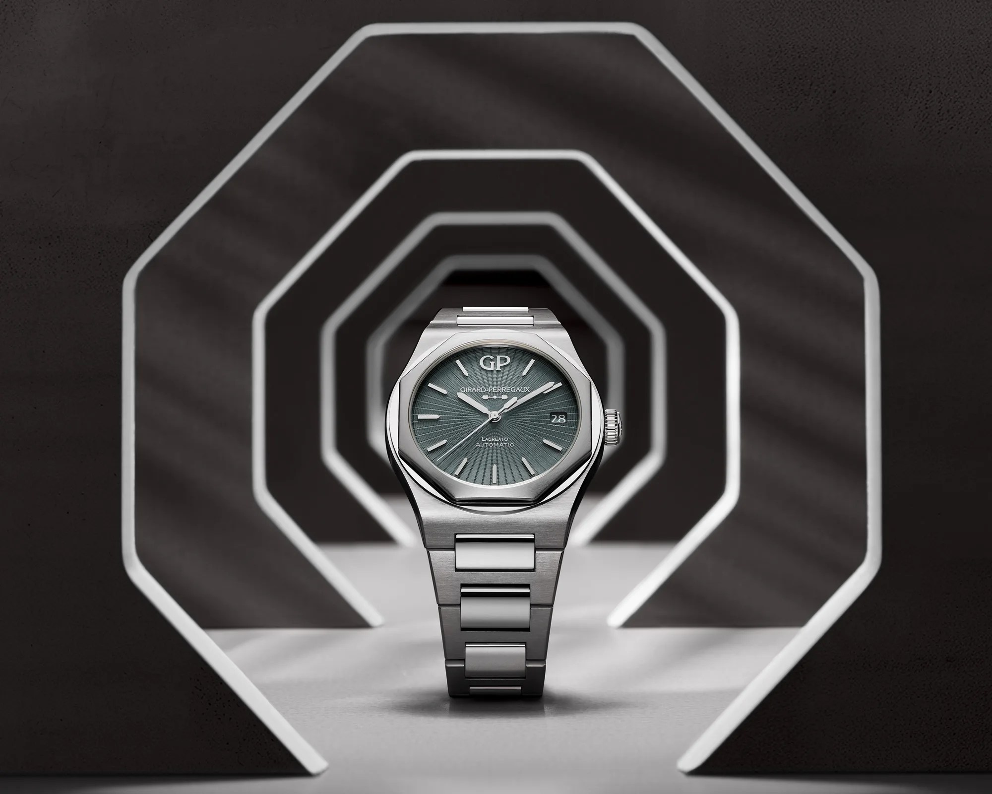 Girard-Perregaux Laureato Grey Enamel Flinque Sunray Sport Watch