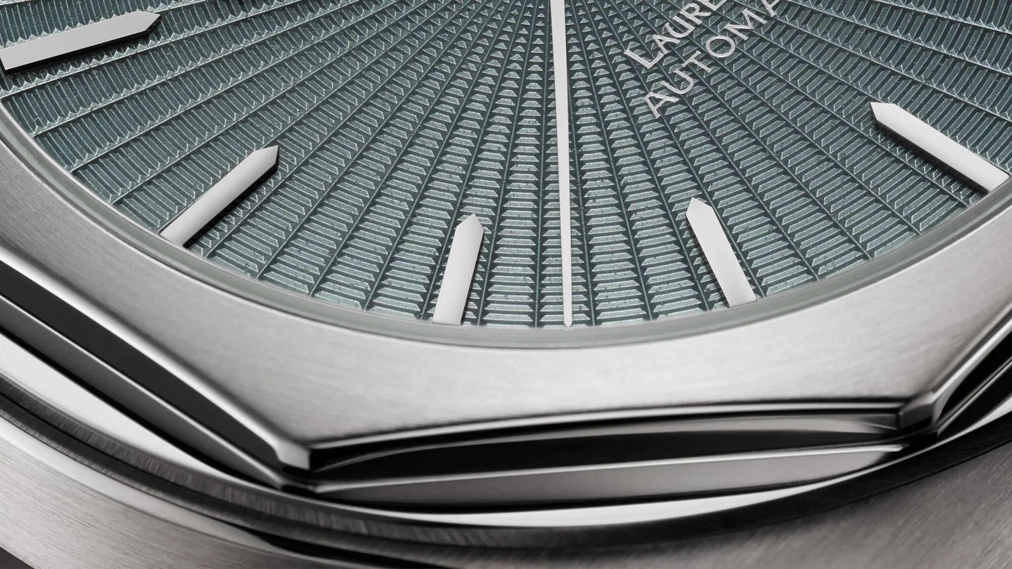 Girard-Perregaux Laureato Grey Enamel Flinque Sunray Sport Watch dial closeup