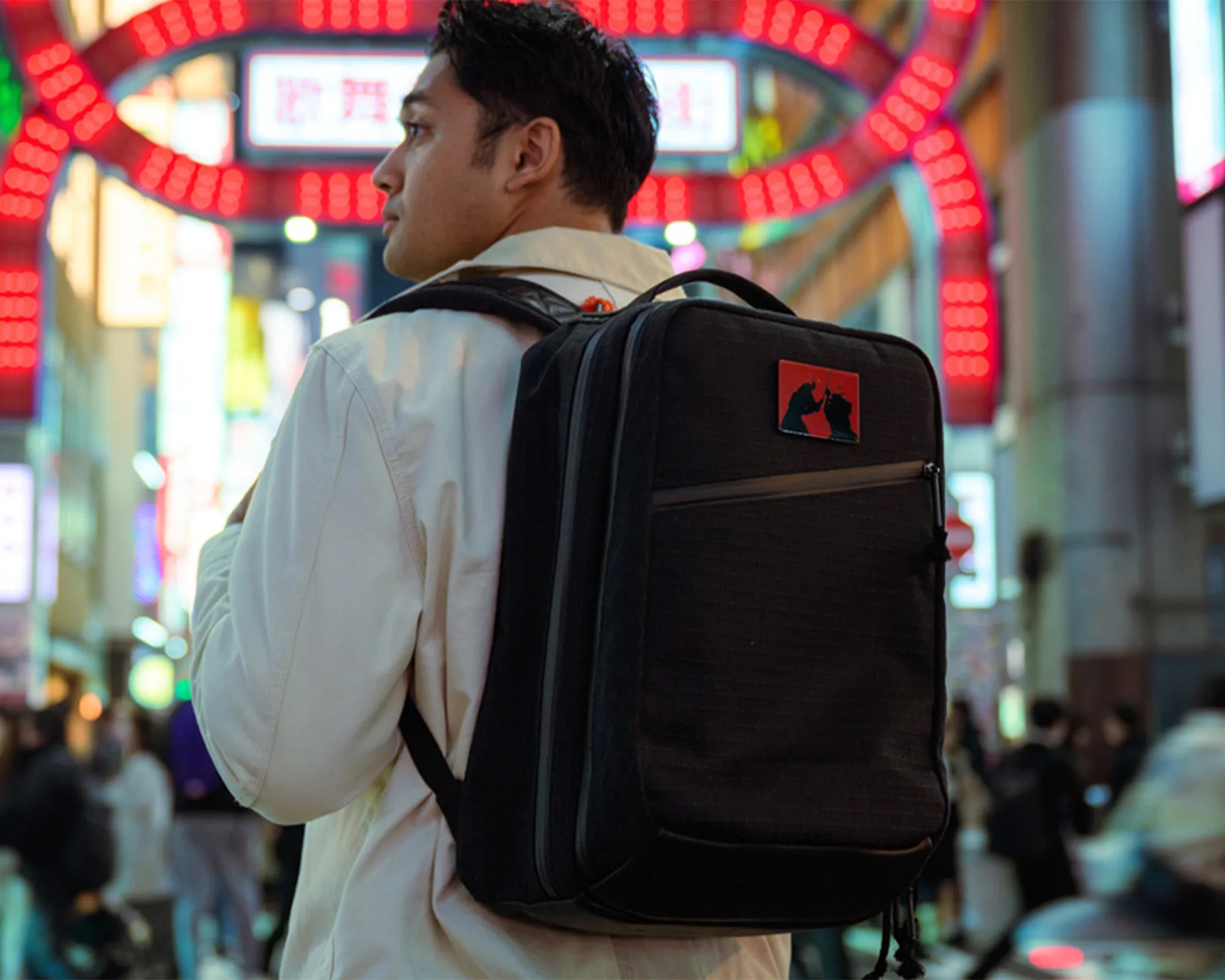 GoRuck x Carryology GRXC2 Plus EDC Backpack on person's back in city