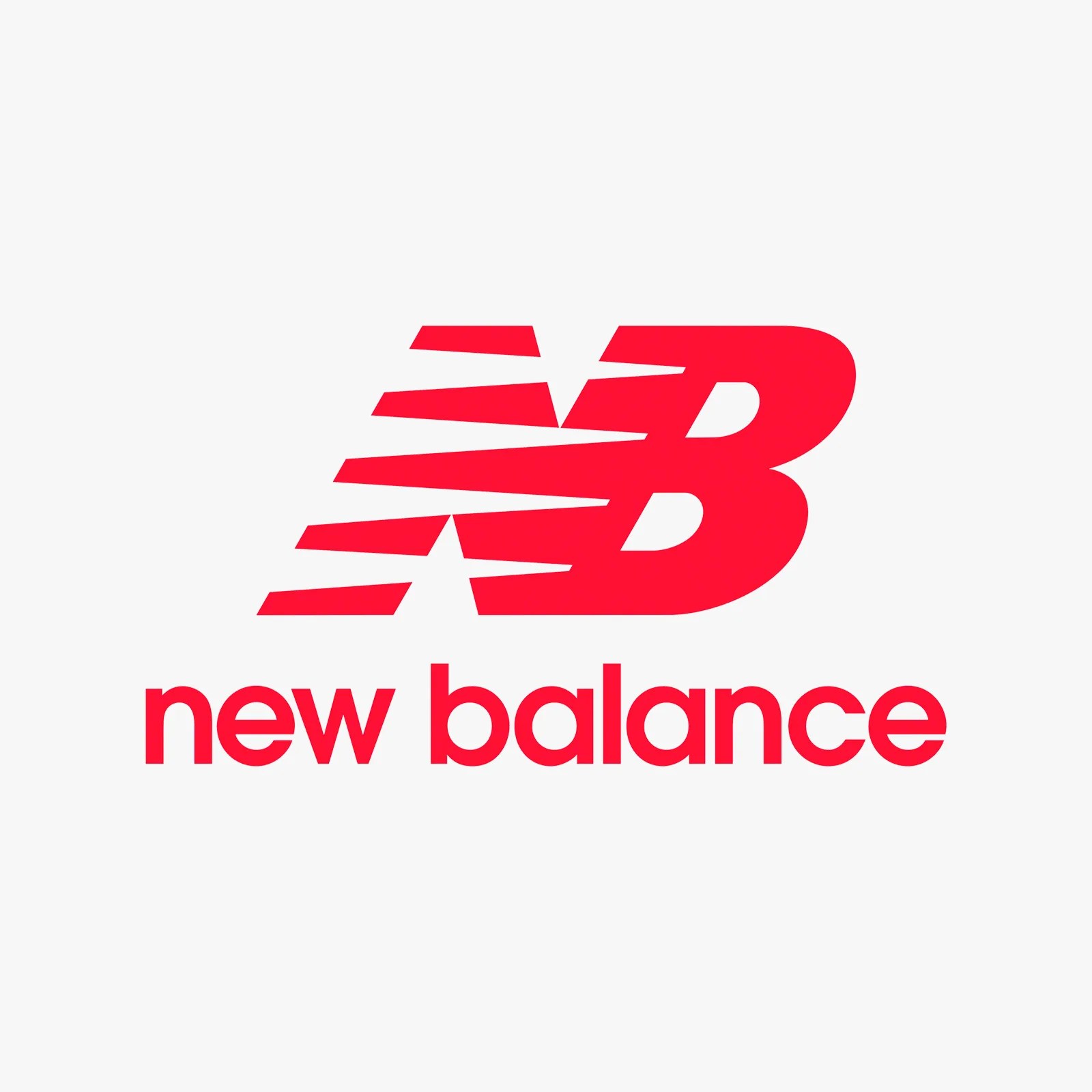 A red New Balance logo on grey