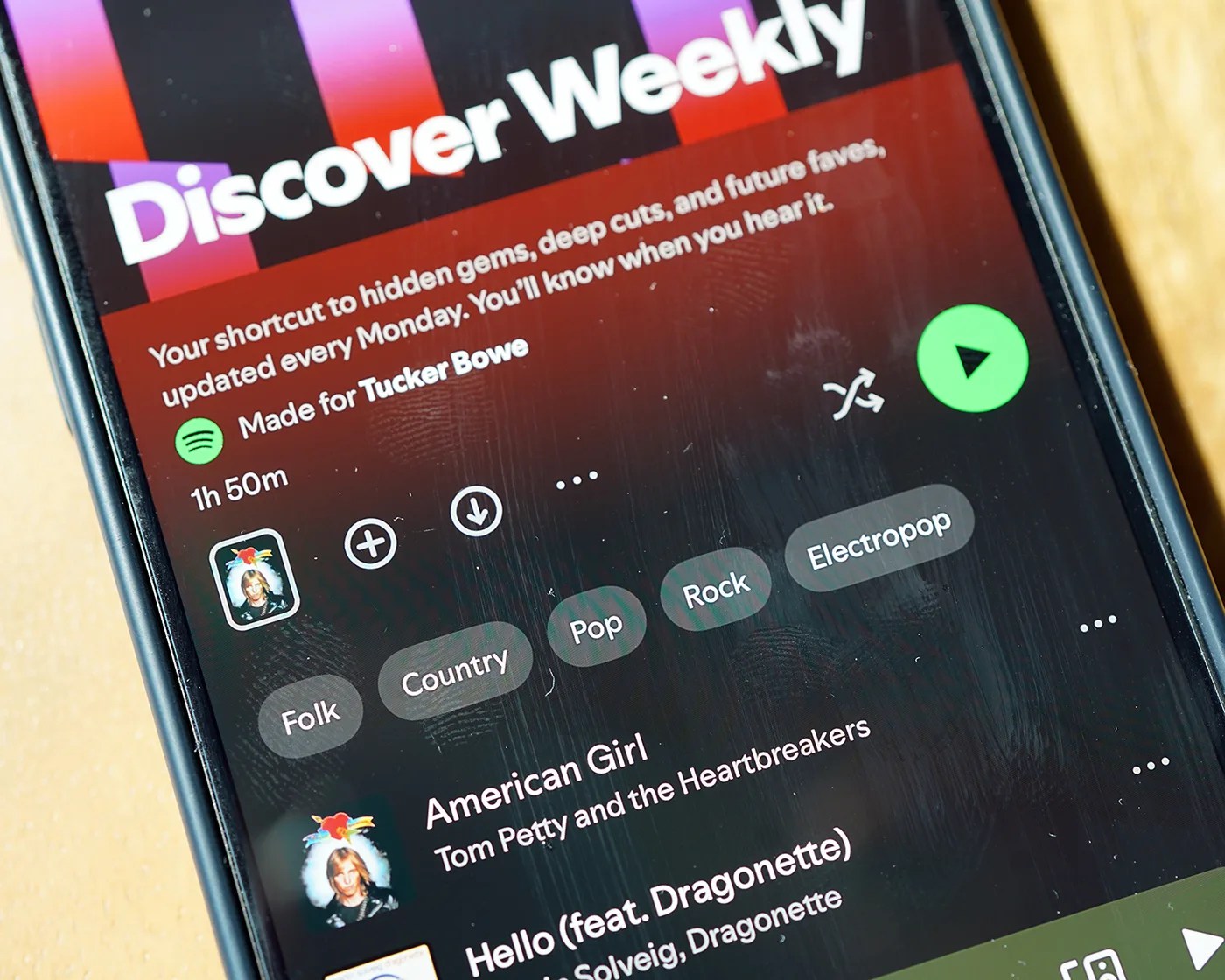 Spotify Discover Weekly playlist