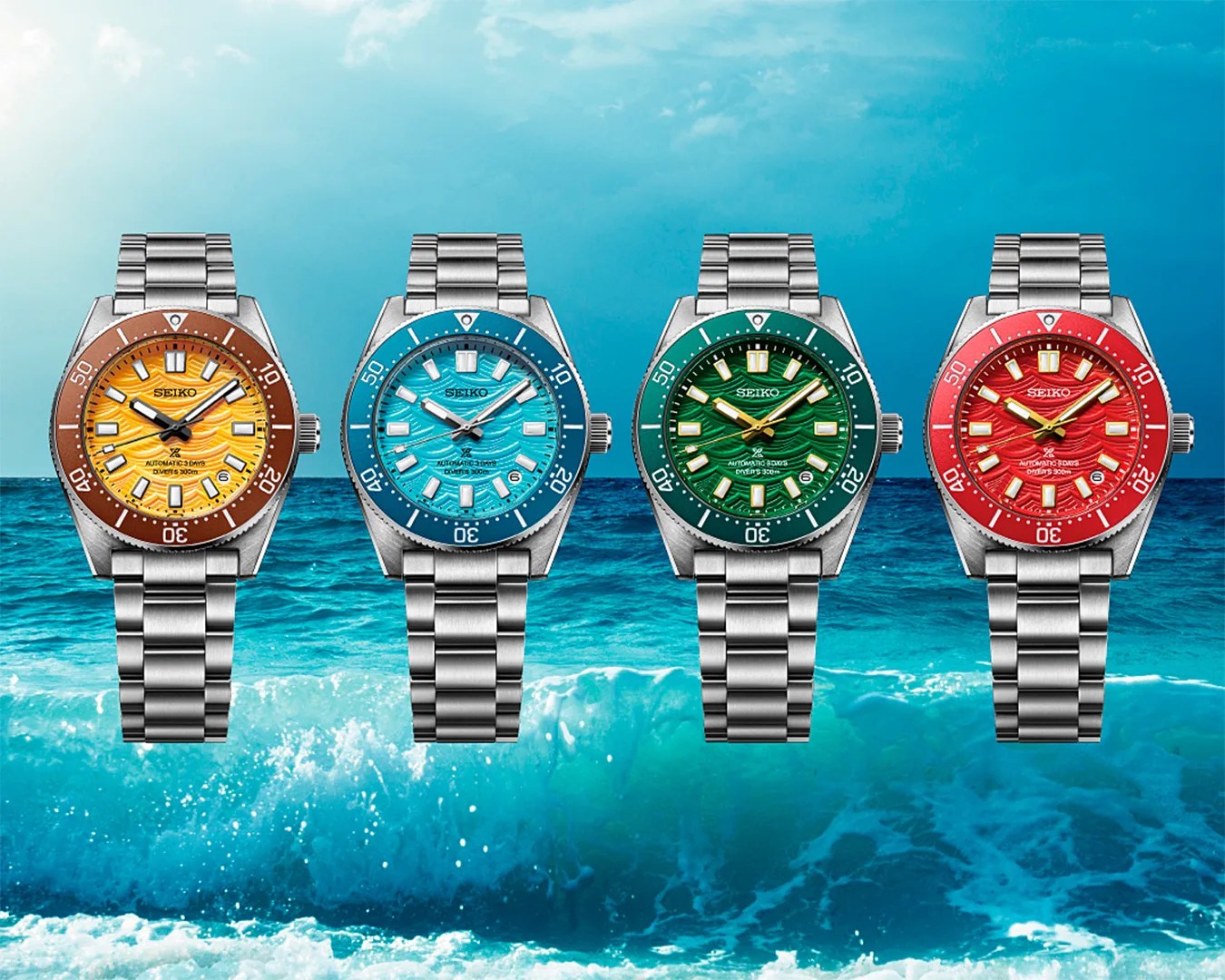 four colored seiko dive watches