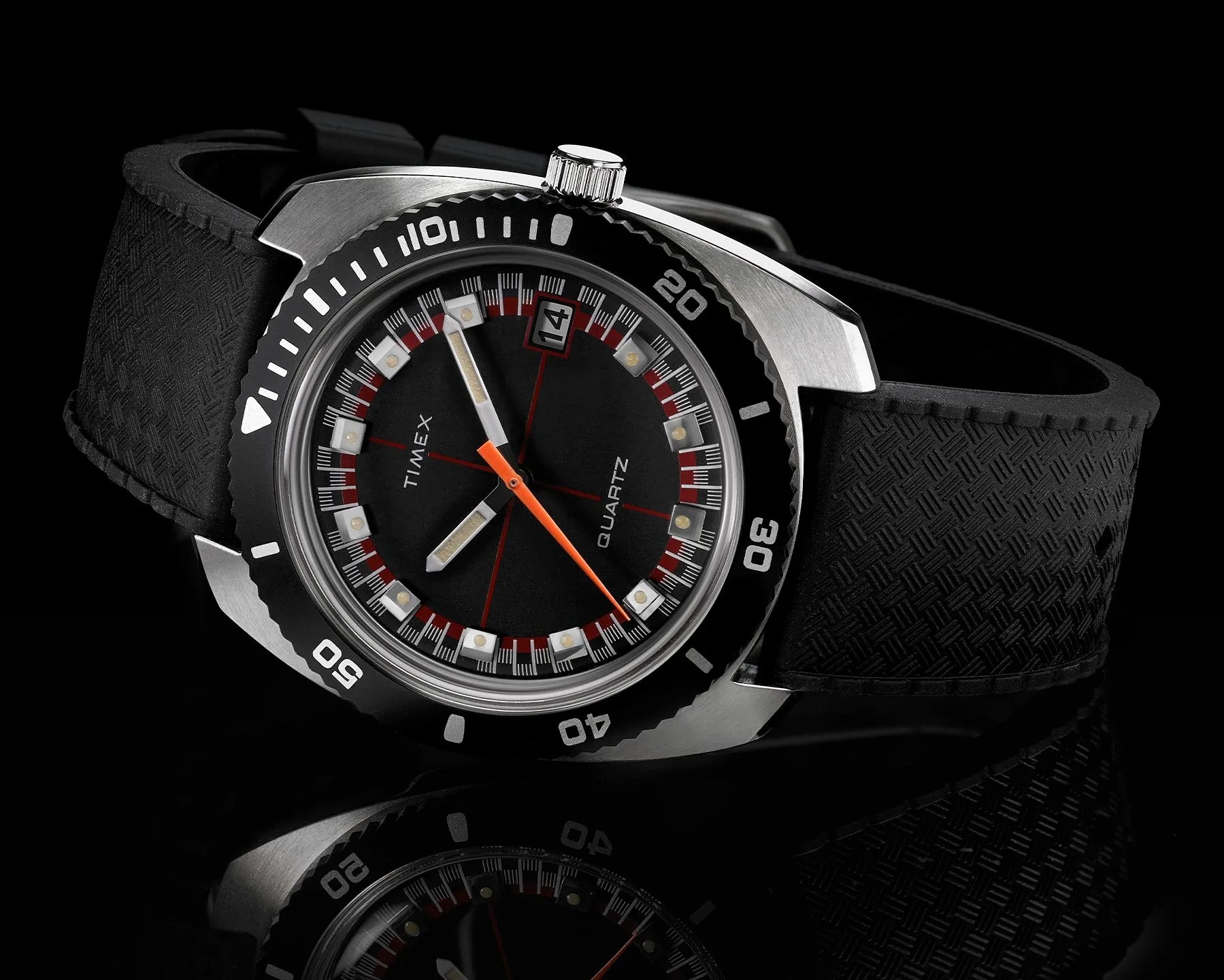 a Timex watch with a black dial