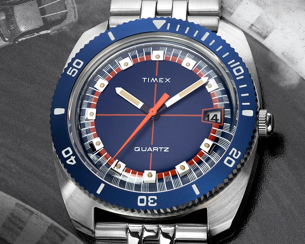 the dial of a Timex racing watch