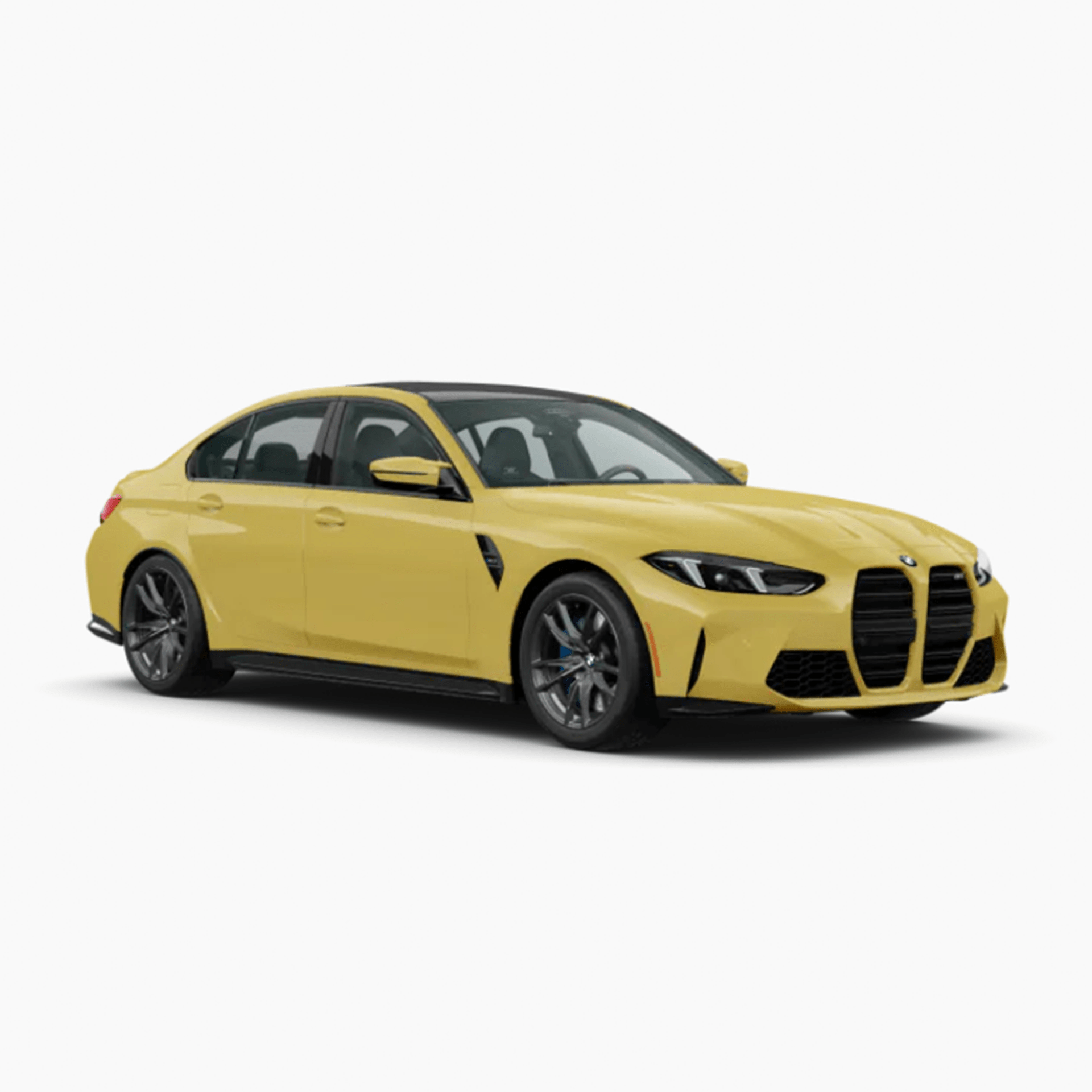 a rendering of a dakar yellow BMW M3